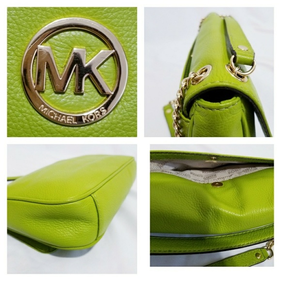 Michael Kors Fulton Lime Green Purse Bag Satchel - Picture 7 of 8